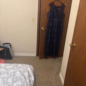 R&M Richards Midnight Blue Tiered Prom Dress Size 18